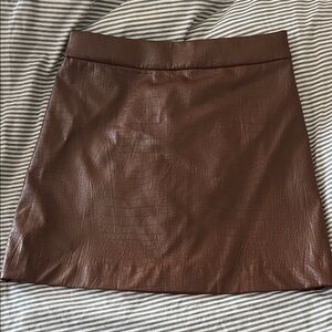 NWOT J. Crew Croc-Embossed Brown Mini Skirt
